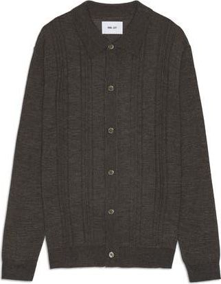 Nn.07 Thor Pointelle Wool Blend Cardigan in Demitasse at Nordstrom Rack, Size Xx-Large
