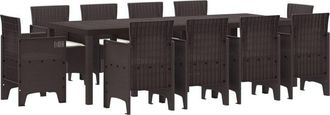 vidaXL Garden Dining Set 11 pcs Brown Polt rattan Vidaxl