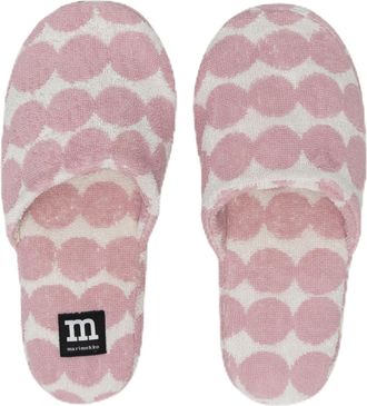 Marimekko R&auml;symatto Cotton Slippers - Comfortable & Supportive House Shoes for Women and Men with Rubber Sole - White & Light Pink Slippers with the Iconic Rag 