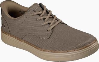 Skechers Mens Skechers Hyland Justino Textile Mens Dark Taupe Lace-Up Shoes - Grey - Size: 11