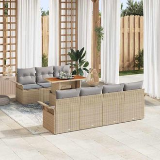 vidaXL Conjunto De Sof&aacute; De Jard&iacute;n 8 Pcs Beige Polirat&aacute;n Vidaxl