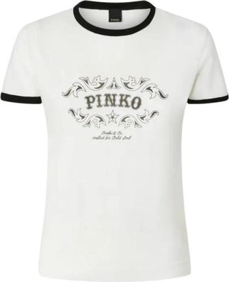 Pinko Imperia T-shirt - Dames - T-shirts - Wit - S - Katoen - Tops