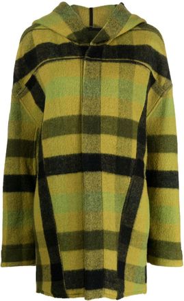 Rick Owens checked hooded wool jacket - women - RWS Wool - 46 - Green