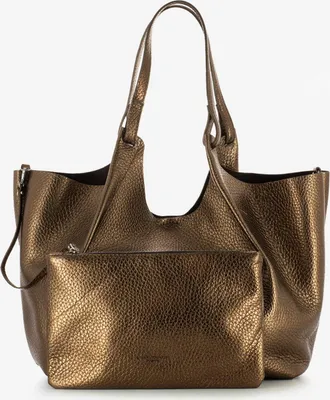 Gianni Chiarini Borsa Dua large in pelle laminata toasted / testa di moro
