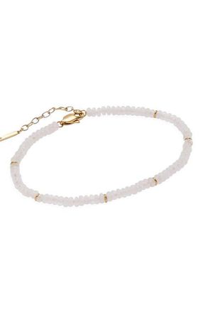 Alex and Ani Clear Quartz Semi-Precious Beaded Anklet in White/Gold at Nordstrom