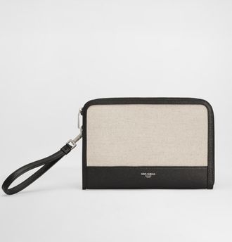 Dolce & Gabbana Salt&pepper Calfskin Atene Clutch Bag - Man Briefcase And Clutches Multicolor Onesize