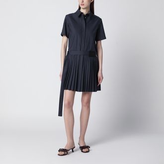 Loewe Navy blue cotton-blend gabardine dress with belt