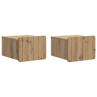 vidaXL Mesita De Noche De Pared Con Caj&oacute;n 2 Pcs Roble Artesanal Vidaxl