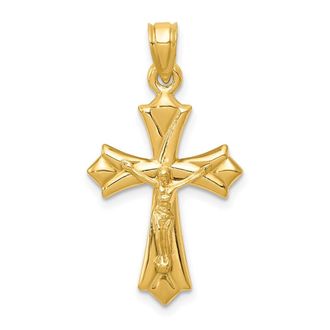 Diamond2Deal 14k Yellow Gold Reversible Crucifix Pendant