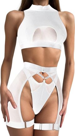 Generic Badydoll Fishnet Lingerie Womens Lingerie Sets Womens Fun Underwear Strap Underwear Fashion See Through Sexy Womens Bra Set Three Set Sexy Lingerie Se