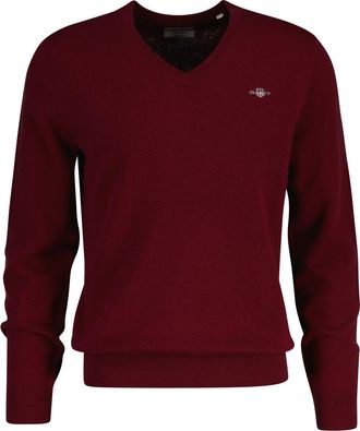 GANT V-Ausschnitt-Pullover GANT EXTRAFINE LAMBSWOOL V-NECK, Herren, Gr. 4XL, rot (plumped rot), Feinstrick, Obermaterial: 90% Wolle, 10% Polyamid, normal h