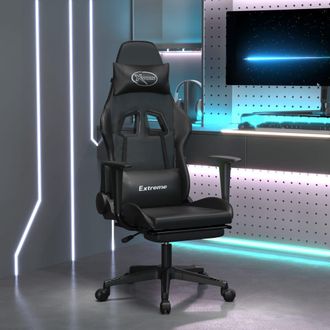 vidaXL Sedia Da Gaming Con Poggiapiedi Nero In Similpelle