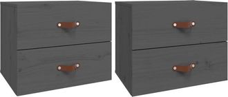 vidaXL Mesitas De Noche De Pared 2 Uds Gris 50x36x40 Cm Vidaxl