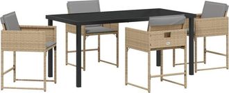 vidaXL Garden Dining Set 5 pcs Beige Poly Rattan Vidaxl