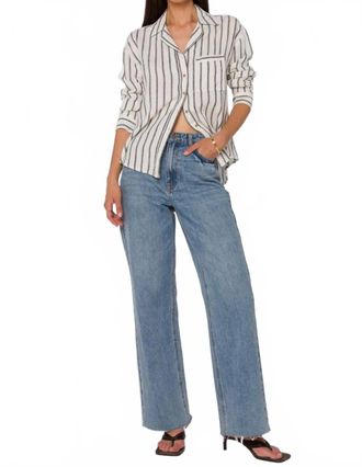 Velvet Heart Lyla Long Sleeve Button Down Shirt In Black Stripe