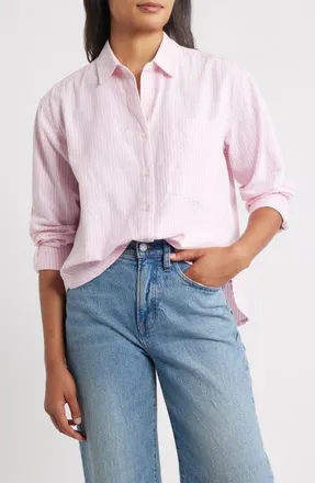 Beach Lunch Lounge Long Sleeve Shirt in Pink Lace at Nordstrom, Size Large