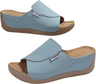 Generic Vivastep Womens Summer Sandals Ergonomic Non-Slip Orthopaedic Slip in Mules Platform Wedge Sandals (Blue, Adult, Women, 6, Numeric, UK Footwear Size S