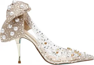 Betsey Johnson Womens Esmy Pearl Clear Pumps In Light Gold