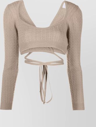 Patou wrap knit top with long sleeves