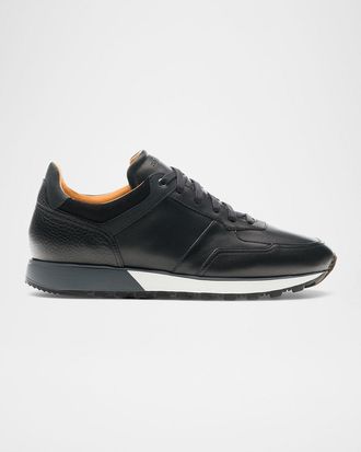 Magnanni Men & apos;s Arco Mix-Leather Trainer Sneakers