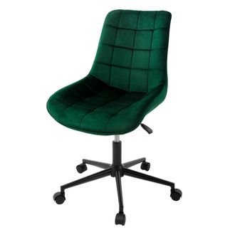 ML Design Ml-design - Silla De Oficina Verde Asiento Ergon&oacute;mico Acolchado Tapizado De Terciopelo, Patas De Metal Con Ruedas Sill&oacute;n Moderno Para Mesa De Sal&oacute;n Es