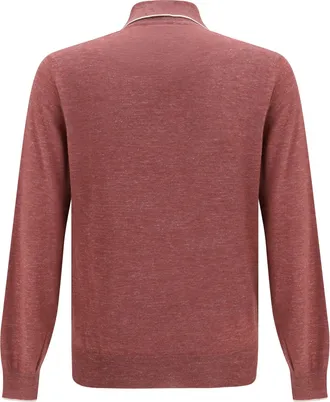 Brunello Cucinelli Mens Lightweight Cashmere, Silk And Hemp Knit Polo Corallo+panama Knitwear T-shirts Polos