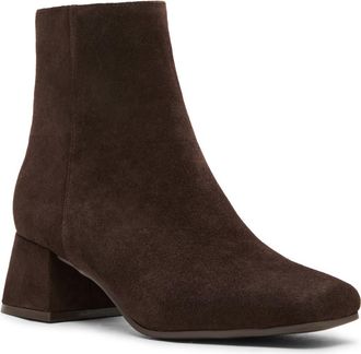 Blondo Lizzy Waterproof Square Toe Block Heel Bootie in Java Suede at Nordstrom, Size 5.5