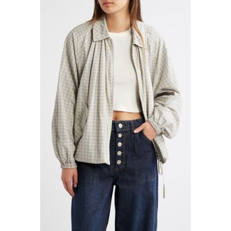 Damson Madder Lailah Gingham Lightweight Bomber Jacket in Grey at Nordstrom, Size 12