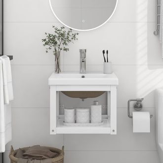 vidaXL Estructura De Ba&ntilde;o Con Lavabo Incorporado Hierro Blanco Vidaxl