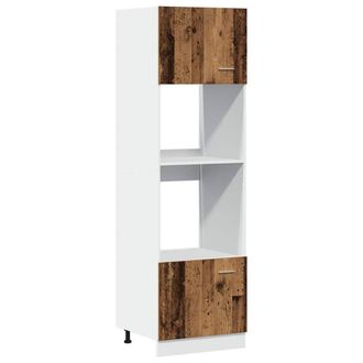 Berkfield Home Microwave Cabinet Lyon Old Wood 60x57x207 cm Engineered Wood in Brown | Size: 60 x 57 x 207 cm