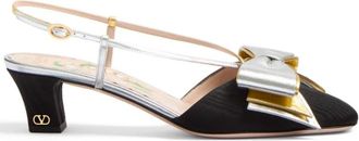 Valentino Garavani Bowow Slingback Pumps - Dames - Pumps - Zwart - 37 EU - Leer - Schoenen