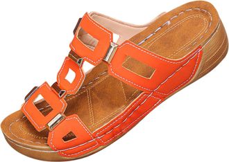 Generic Orange Women Peep Toe Wedge Slippers with Platform Sole Comfortable Summer Sandals Lightweight Design Perfect for Casual Use and Outdoor Activities