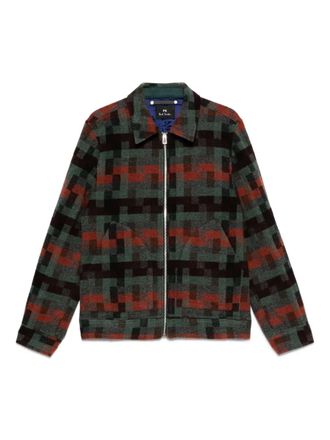 Paul Smith geometric-pattern wool jacket - Green