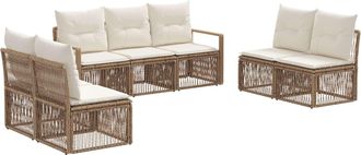 vidaXL Conjunto De Sof&aacute;s De Jard&iacute;n 7 Uds. Beige Rat&aacute;n Sint&eacute;tico Vidaxl
