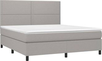 vidaXL Vidaxl - Cama Box Spring Colch&oacute;n Y Luces Led Tela Gris Claro 180x200 Cm