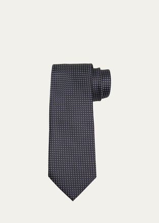 Ermenegildo Zegna Mens Micro-Jacquard Silk Tie