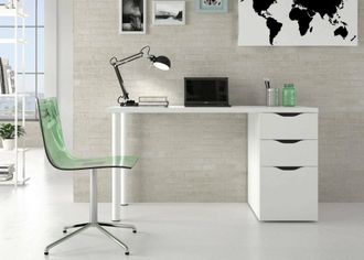 HOGAR 24 Hogar24 - Mesa Escritorio Con Cajones Athena Blanco Artik 135x74x60 Cm