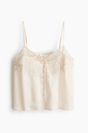 H&M Viskosetop mit aufgestickten Details - Beige
