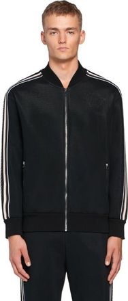 Roberto Cavalli Mens Black Striped Zipped Technical Sweatshirt, Brand Size 50 (US Size 40)