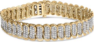 House of Brilliance 10K Yellow Gold 4.0 Cttw Diamond S-Link Bracelet