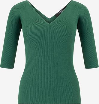 Max Mara Feiner Schlauchpullover mit V-Ausschnitten Oceano