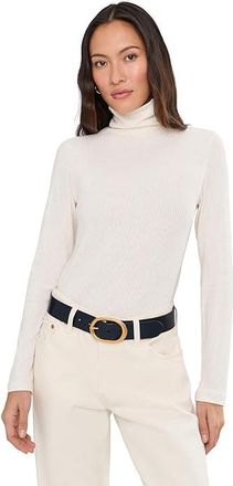 Madewell Coverstitch Turtleneck Drapey Rayon Rib Womens Clothing Heather Cream : LG (Womens 10-12), Elastane/Polyester/Viscose