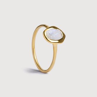 Monica Vinader Gold Odyssey Gemstone Ring Moonstone