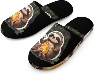 Generic Campfire Sloth Mens House Slippers Slip Indoor Slipper On Shoes Warm Outdoor