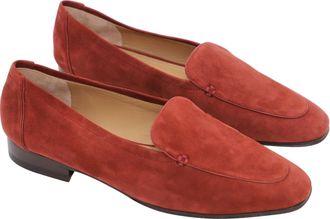 The Row Adam Loafer in Dark Vermillion Suede