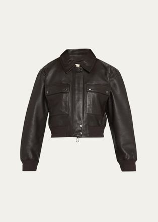 L'agence Clotilde Leather Bomber Jacket