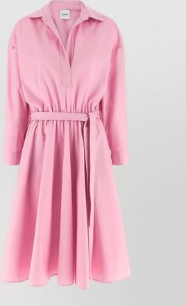Nude cotton poplin shirt midi dress