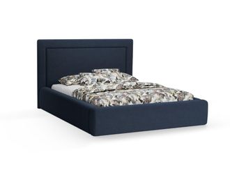 CXL by Christian Lacroix Cama con cabecero y ba&uacute;l 200x200cm de tejido boucl&eacute; azul oscuro