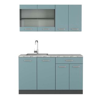 Vicco Cocina Vers&aacute;til R-line, Gris Azulado/antracita, 140 Cm, Et M&aacute;rmol