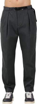 White Sand Pantalone in drill di cotone con pinces - Heren - Straight fit broeken - Zwart - M - Katoen - Broeken